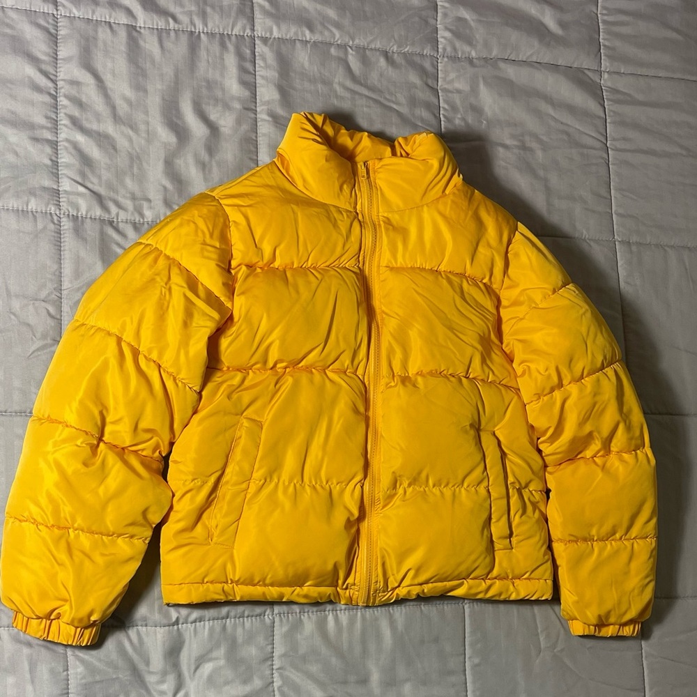 Orange puffer jacket